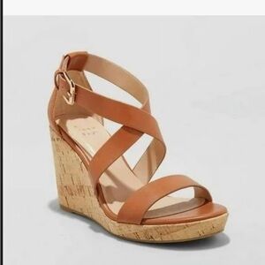 A New Day Women’s Tan Cork Wedge Sandals Size 9 1/2